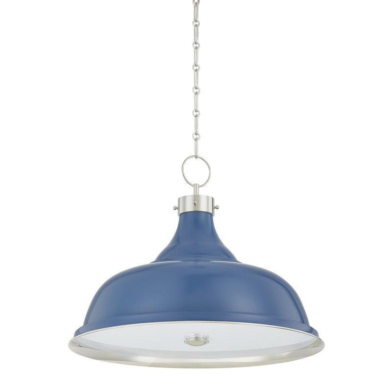 Hudson Valley MDS300L-PN/FBL Four Light Pendant, Polished Nickel/Soft French Blue