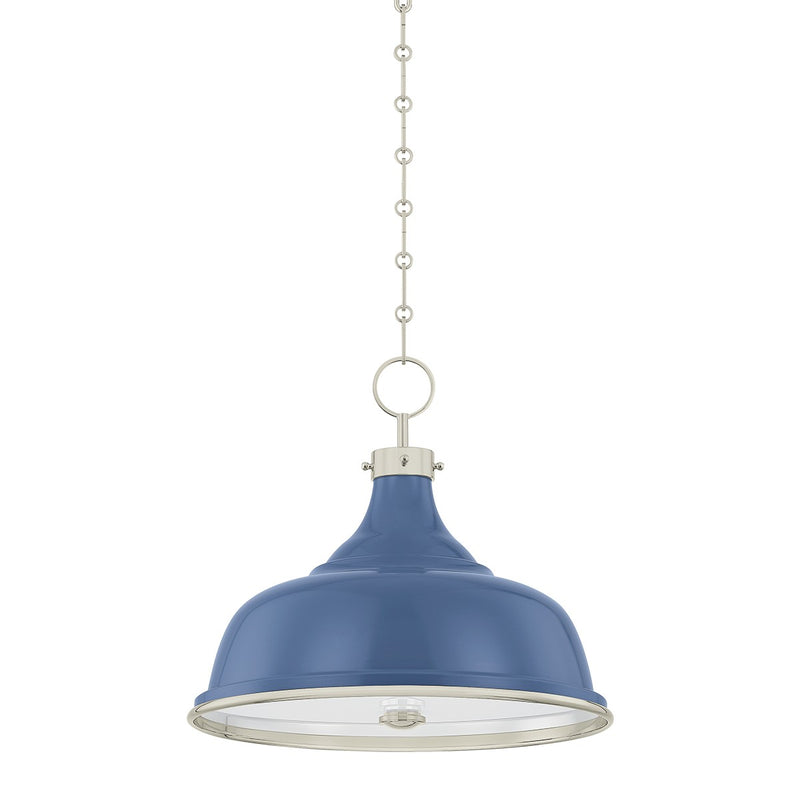 Hudson Valley MDS300-PN/FBL Three Light Pendant, Polished Nickel/Soft French Blue