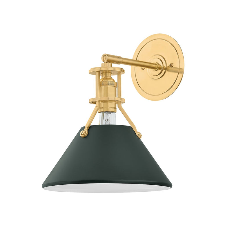 Hudson Valley MDS350-AGB/SSG One Light Wall Sconce, Aged Brass/Soft Studio Green