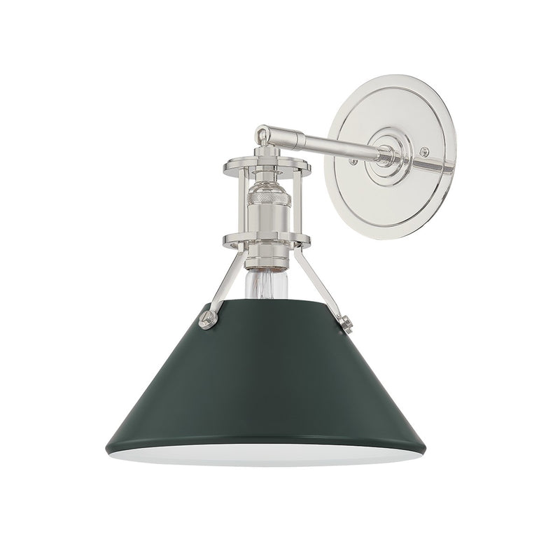 Hudson Valley MDS350-PN/SSG One Light Wall Sconce, Polished Nickel/Soft Studio Green