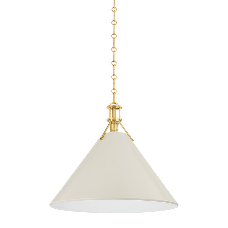 Hudson Valley MDS352L-AGB/OW One Light Pendant, Aged Brass/Off-White