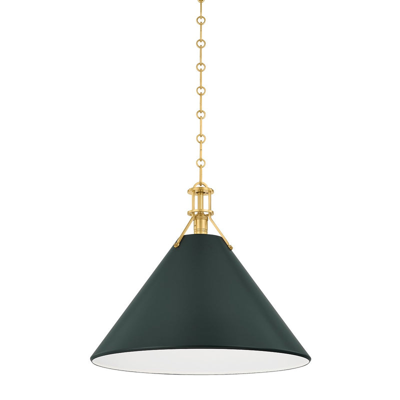 Hudson Valley MDS352L-AGB/SSG One Light Pendant, Aged Brass/Soft Studio Green