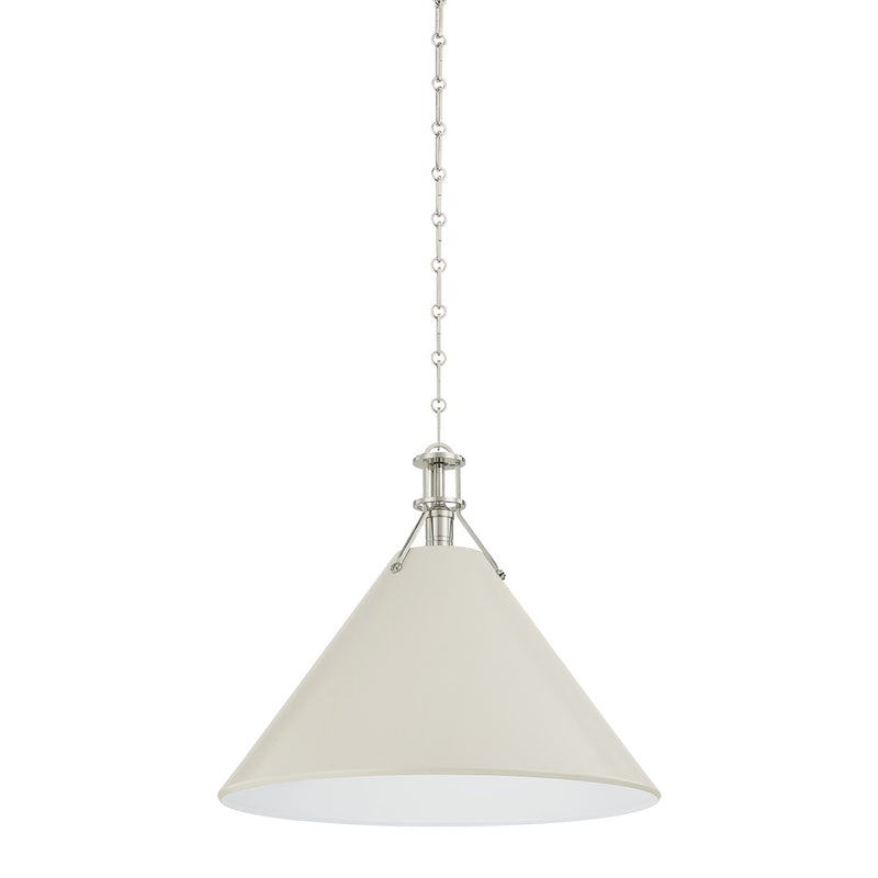 Hudson Valley MDS352L-PN/OW One Light Pendant, Polished Nickel/Off-White