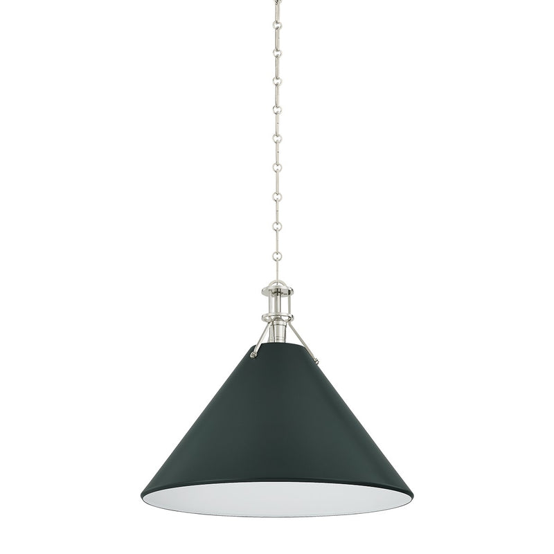 Hudson Valley MDS352L-PN/SSG One Light Pendant, Polished Nickel/Soft Studio Green