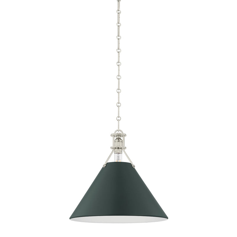 Hudson Valley MDS352-PN/SSG One Light Pendant, Polished Nickel/Soft Studio Green