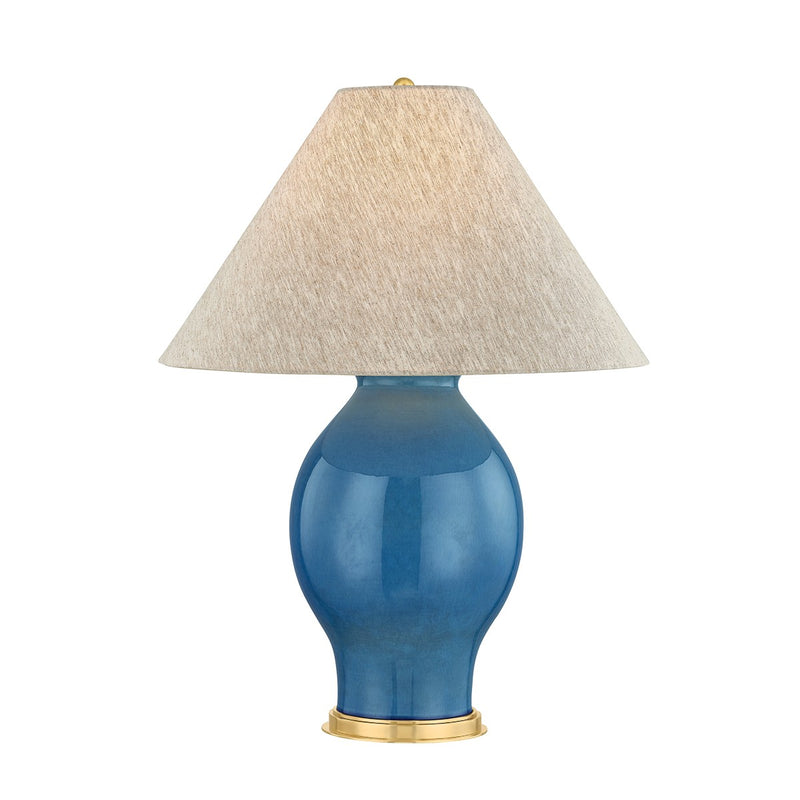 Hudson Valley MDSL2600-AGB/CFB One Light Table Lamp, Aged Brass/Ceramic French Blue