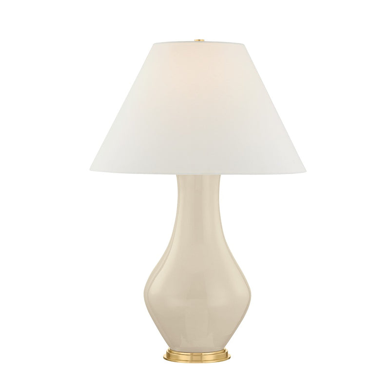 Hudson Valley MDSL2700-AGB/CFM One Light Table Lamp, Aged Brass/Ceramic French Muslin