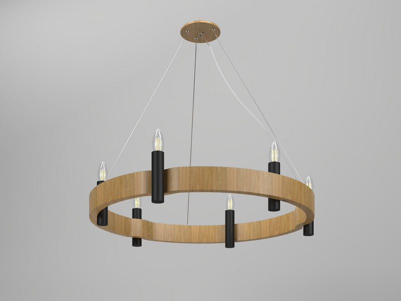 Accord Lighting 1517.09 Six Light Pendant, Louro Freijo