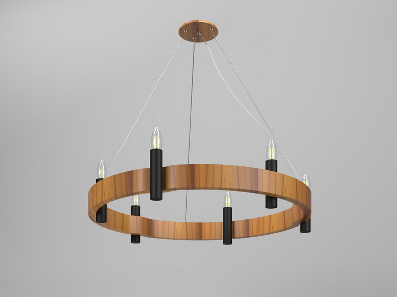 Accord Lighting 1517.12 Six Light Pendant, Teak