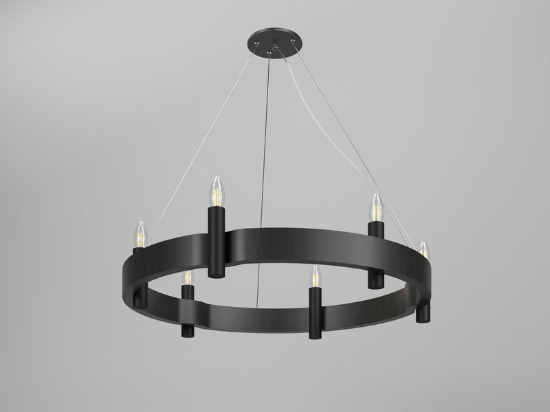 Accord Lighting 1517.44 Six Light Pendant, Charcoal