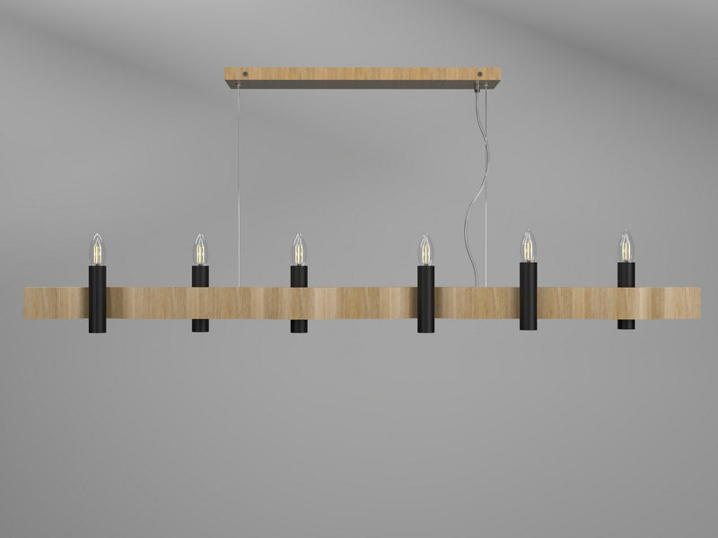 Accord Lighting 1518.09 Six Light Pendant, Louro Freijo