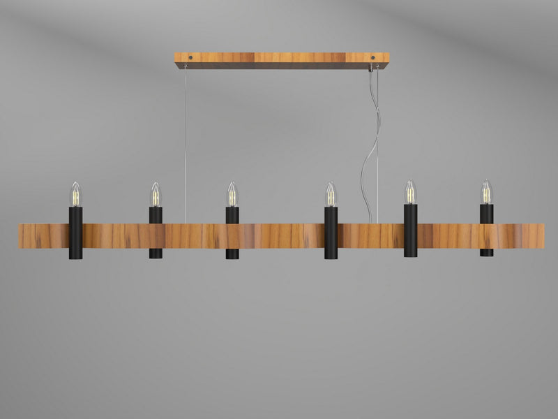 Accord Lighting 1518.12 Six Light Pendant, Teak