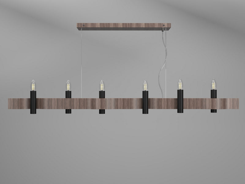Accord Lighting 1518.18 Six Light Pendant, American Walnut