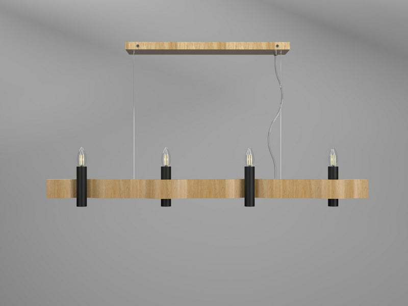 Accord Lighting 1523.09 Four Light Pendant, Louro Freijo