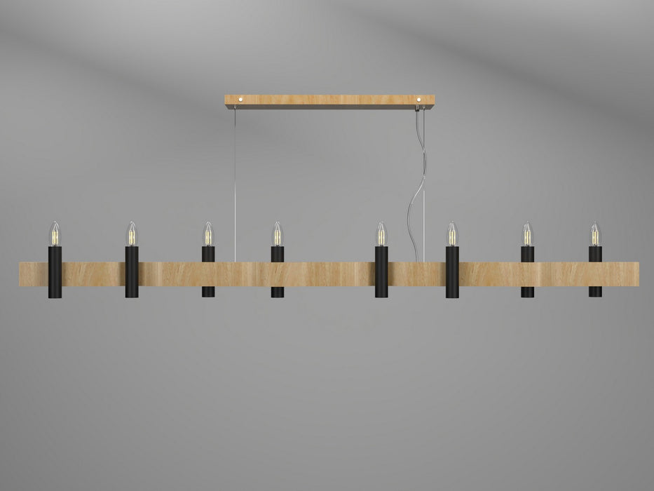 Accord Lighting 1524.09 Eight Light Pendant, Louro Freijo