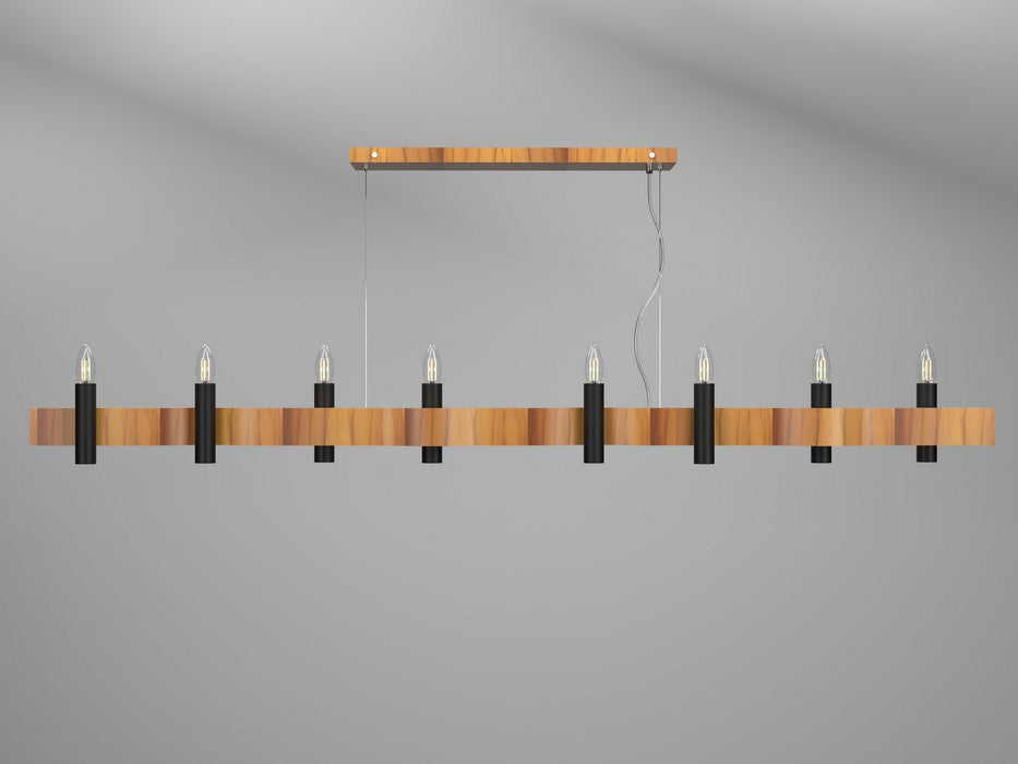 Accord Lighting 1524.12 Eight Light Pendant, Teak