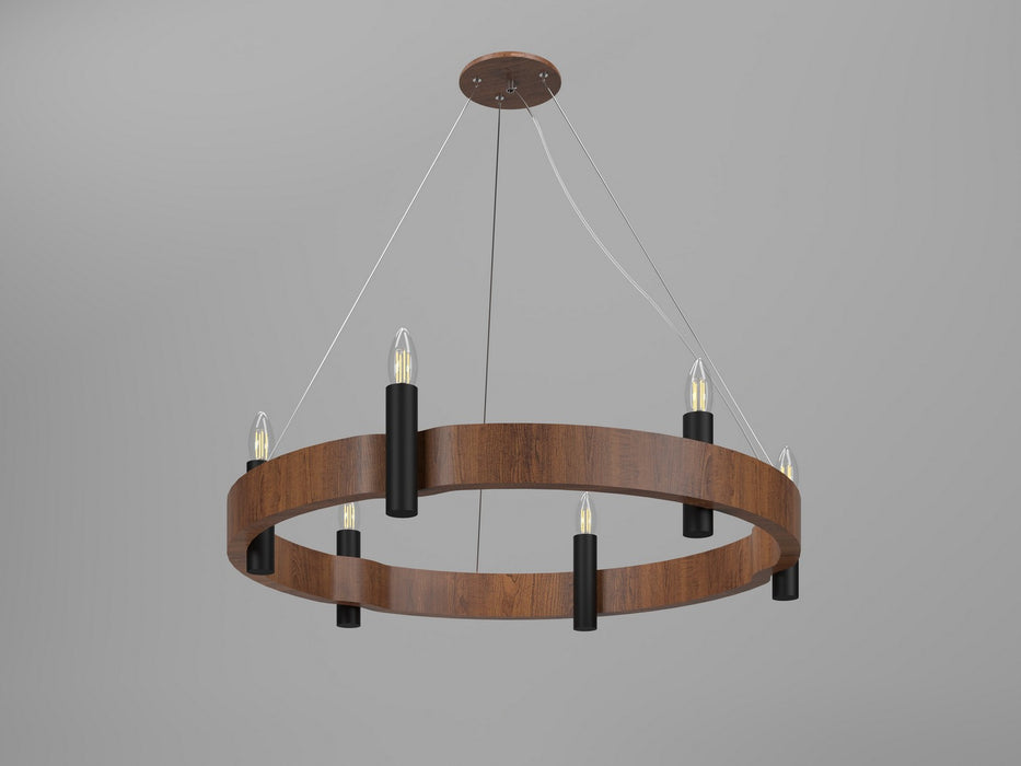 Accord Lighting 1525.06 Six Light Pendant, Imbuia