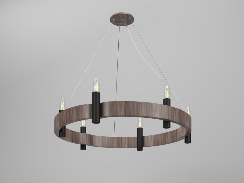 Accord Lighting 1525.18 Six Light Pendant, American Walnut