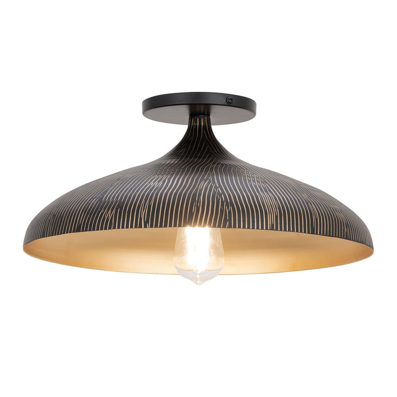 Maxim 10910BKGLD One Light Flush Mount, Black / Gold