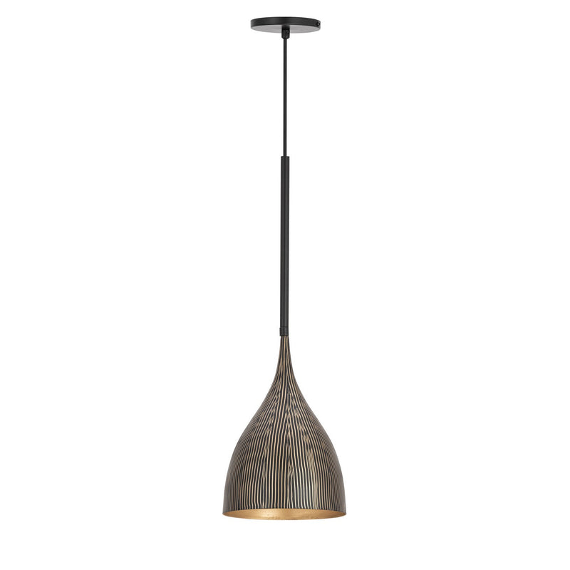 Maxim 10911BKGLD One Light Mini Pendant, Black / Gold