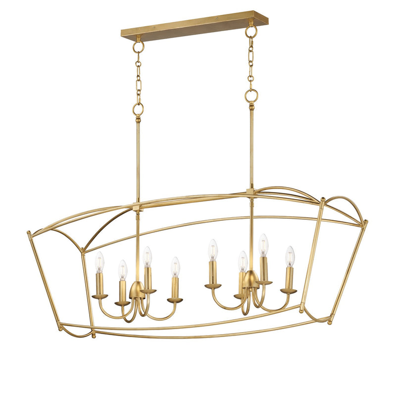 Maxim 12169GL Eight Light Linear Pendant, Gold Leaf