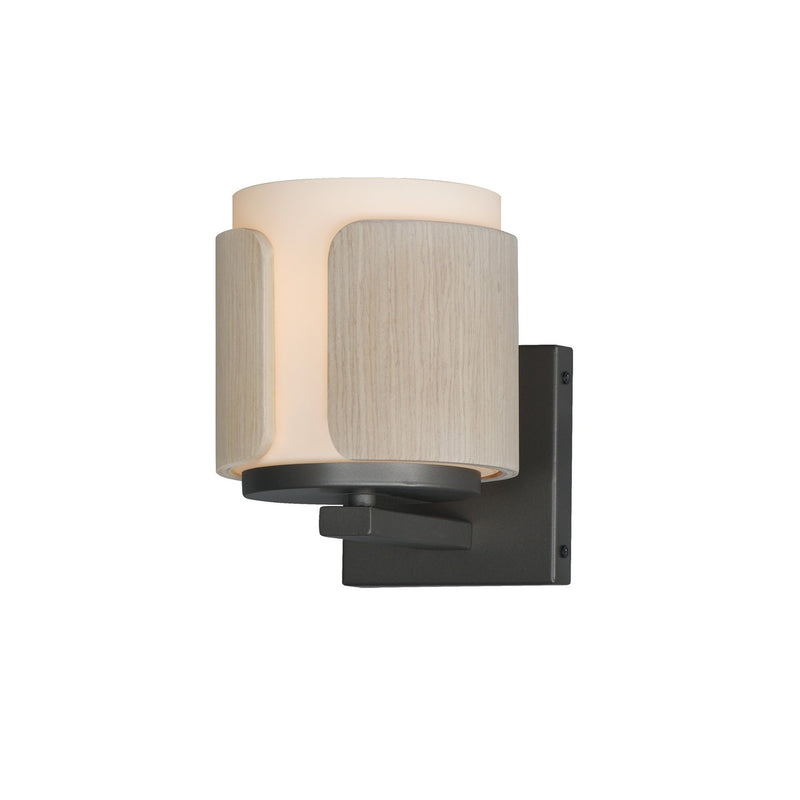 Maxim 21711SWNWDCHL One Light Wall Sconce, Natural Wood/Charcoal