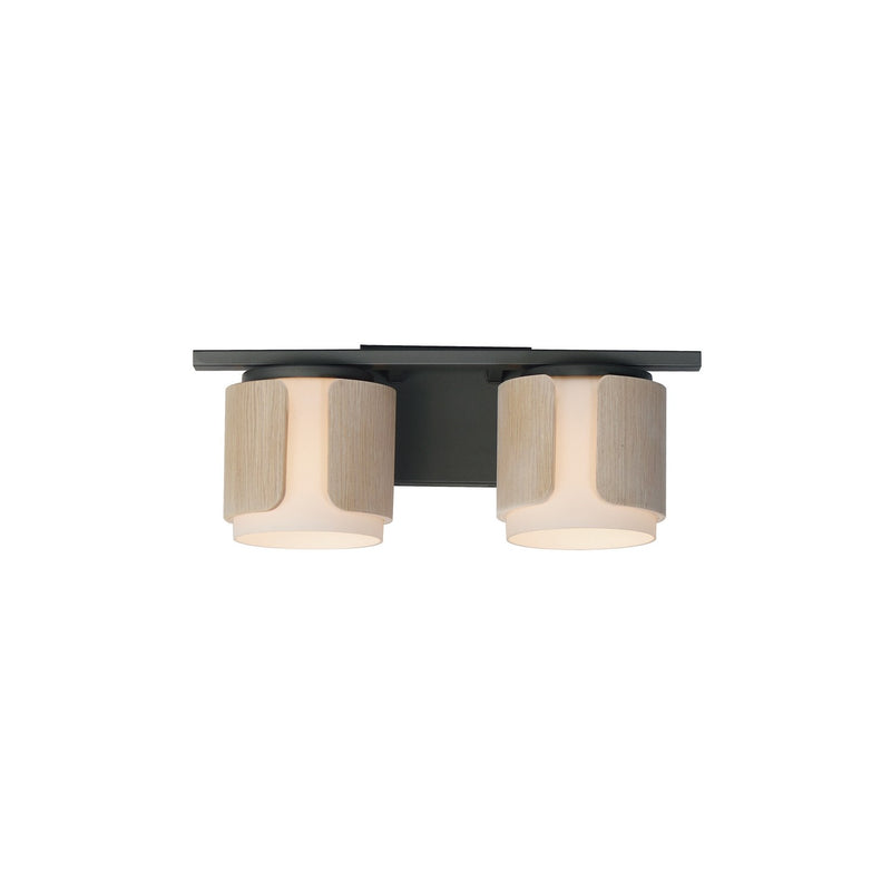 Maxim 21712SWNWDCHL Two Light Bath Vanity, Natural Wood/Charcoal