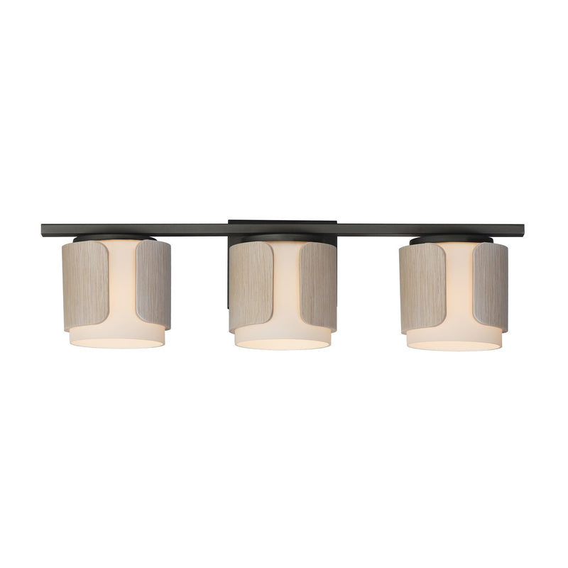 Maxim 21713SWNWDCHL Three Light Bath Vanity, Natural Wood/Charcoal