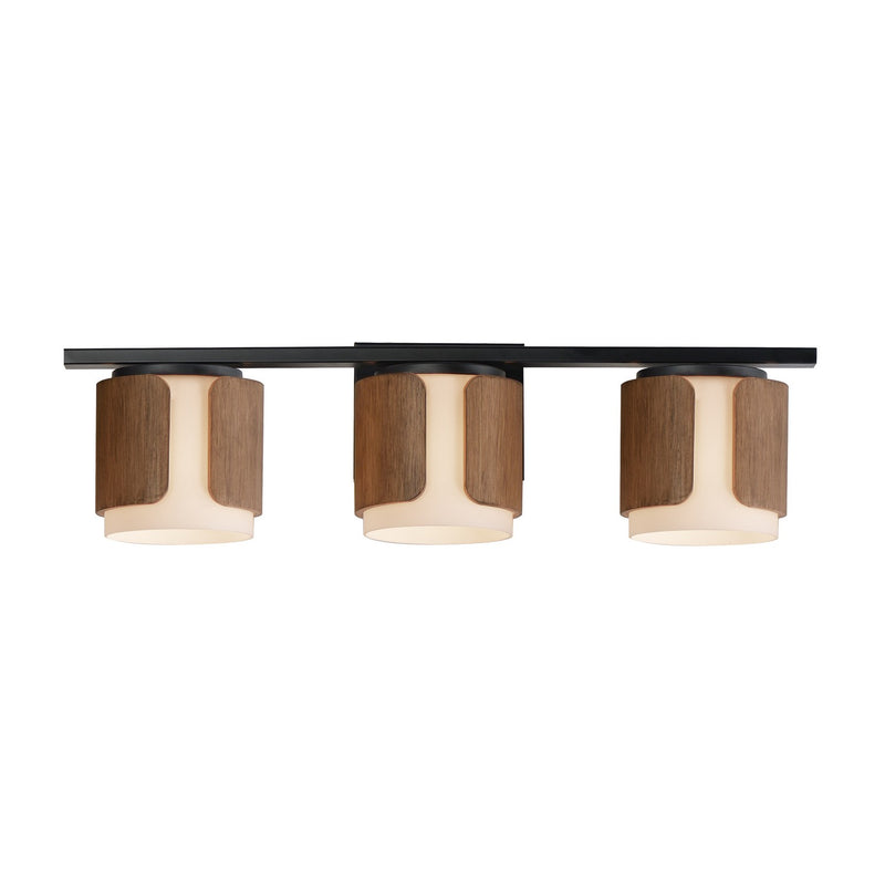 Maxim 21713SWWNBK Three Light Bath Vanity, Walnut / Black