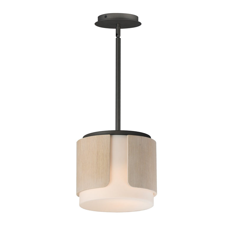 Maxim 21714SWNWDCHL Two Light Semi Flush Mount - Pendant, Natural Wood/Charcoal