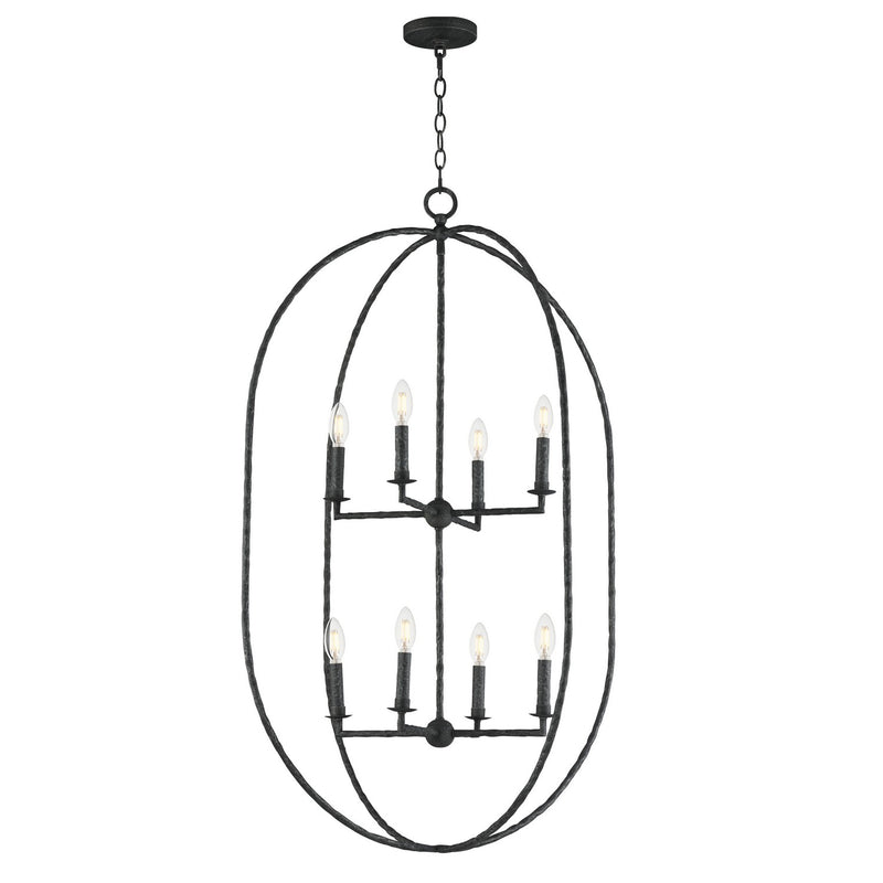 Maxim 21849BS Eight Light Pendant, Blacksmith