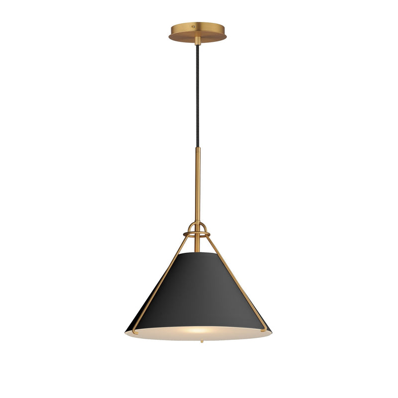 Maxim 25229BKNAB One Light Pendant, Black / Natural Aged Brass