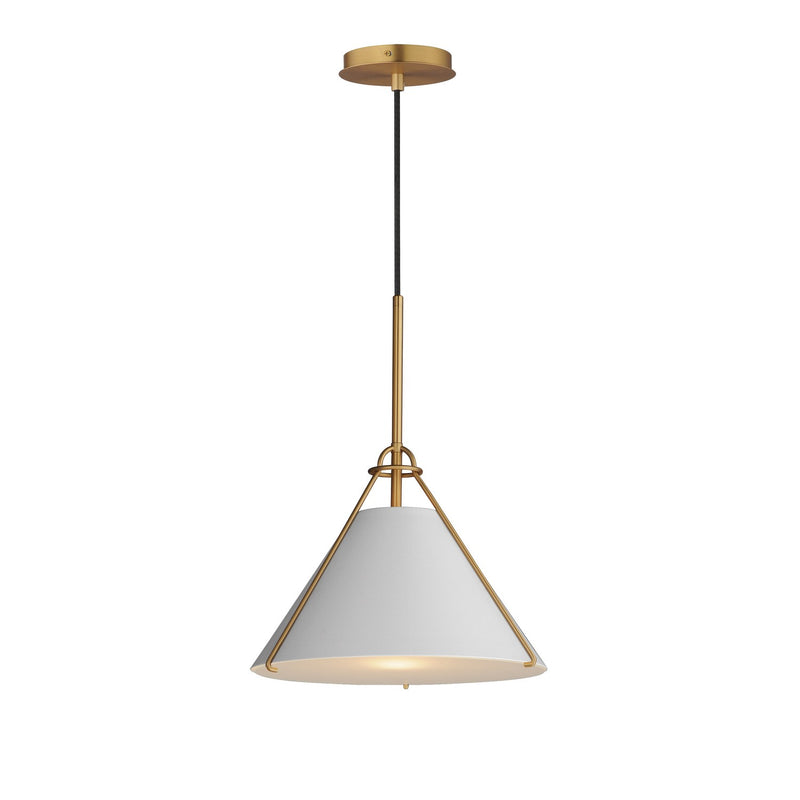 Maxim 25229LFGNAB One Light Pendant, Light French Gray / Natural Aged Brass