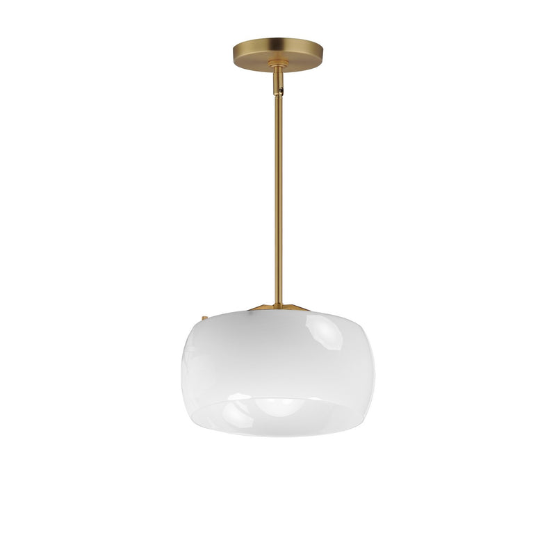 Maxim 26141WTNAB One Light Pendant, White/Natural Aged Brass