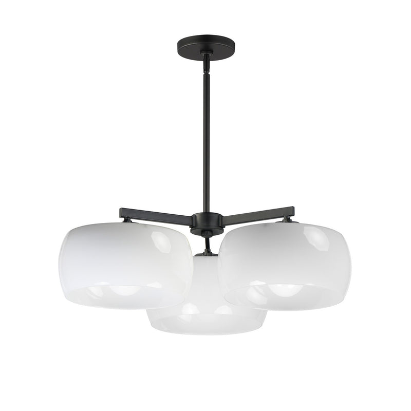 Maxim 26143WTBK Three Light Chandelier, White / Black