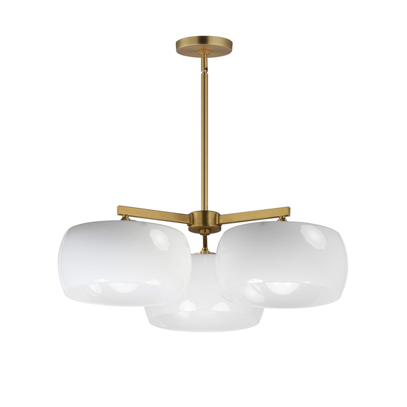 Maxim 26143WTNAB Three Light Chandelier, White/Natural Aged Brass