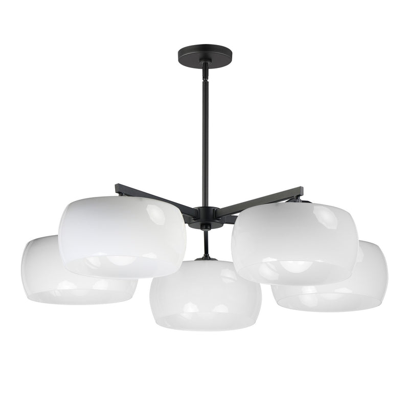 Maxim 26145WTBK Five Light Chandelier, White / Black