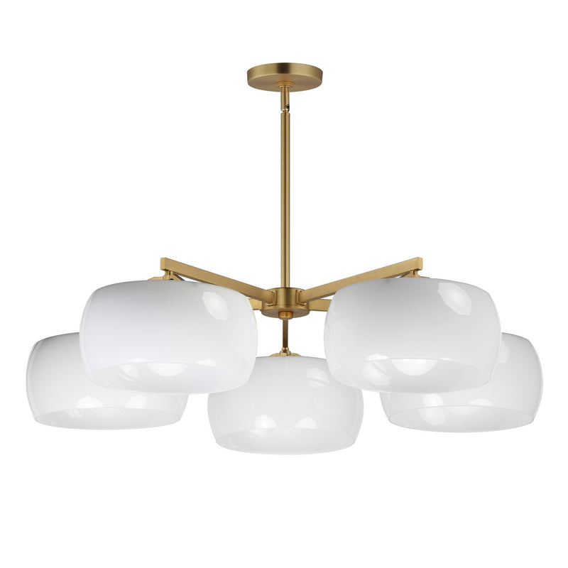 Maxim 26145WTNAB Five Light Chandelier, White/Natural Aged Brass