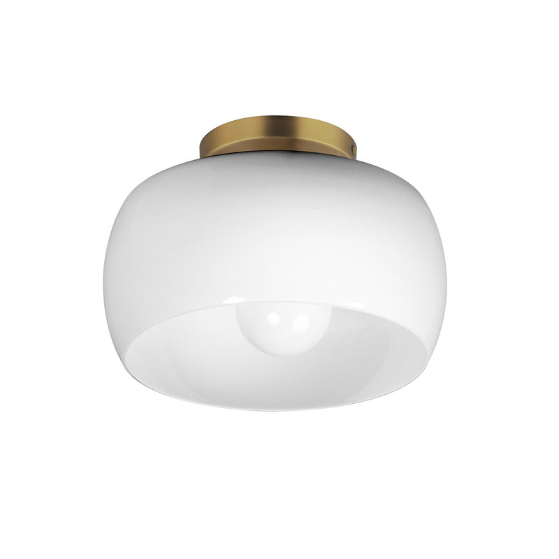 Maxim 26149WTNAB One Light Flush Mount, White/Natural Aged Brass