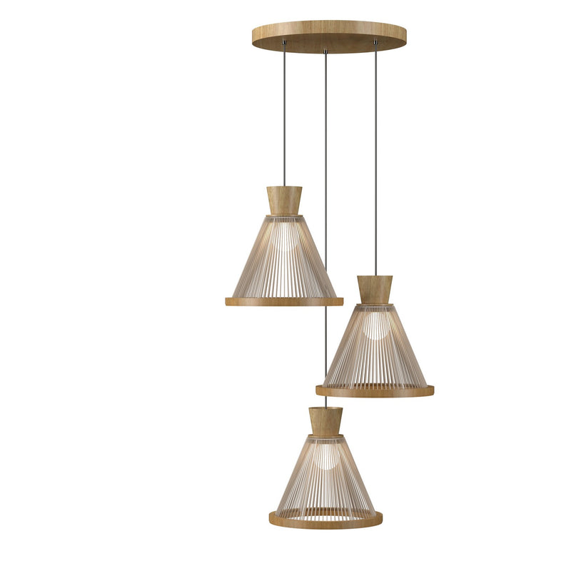 Accord Lighting 1541.09 Three Light Pendant, Louro Freijo
