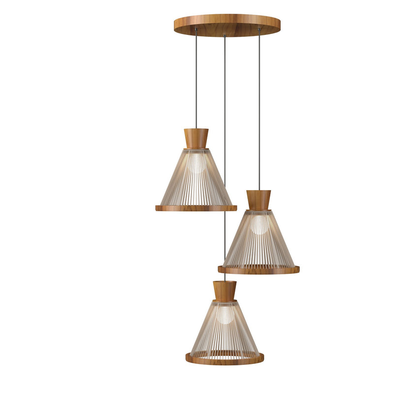 Accord Lighting 1541.12 Three Light Pendant, Teak