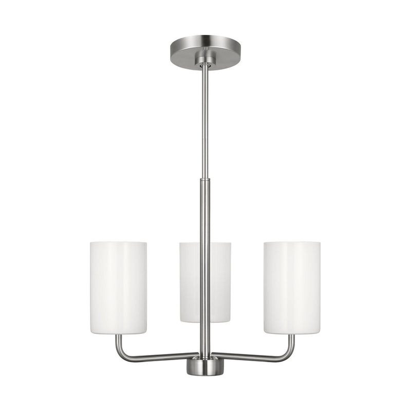 Generation Lighting GLC1003EN3/BS Three Light Chandelier, Brushed Steel
