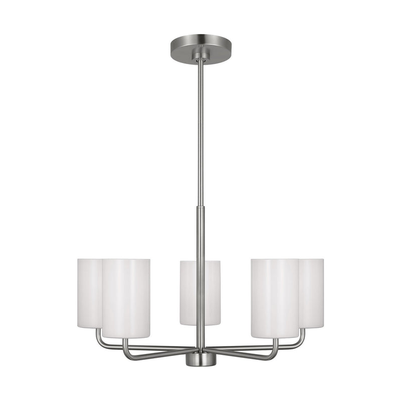 Generation Lighting GLC1015EN3/BS Five Light Chandelier, Brushed Steel
