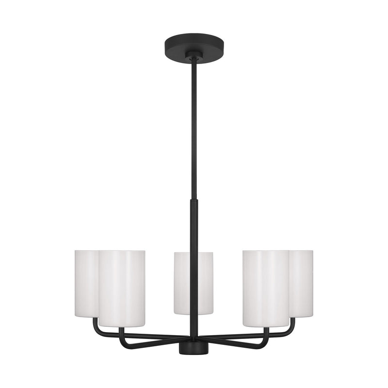 Generation Lighting GLC1015EN3/MBK Five Light Chandelier, Midnight Black