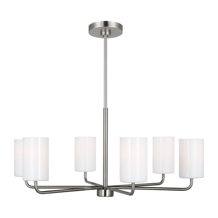 Generation Lighting GLC1026EN3/BS Six Light Chandelier, Brushed Steel