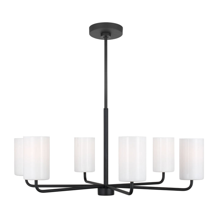 Generation Lighting GLC1026EN3/MBK Six Light Chandelier, Midnight Black