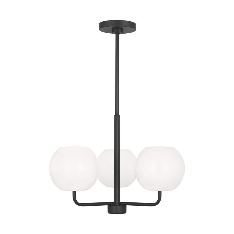 Generation Lighting GLC1043EN3/MBK Three Light Chandelier, Midnight Black