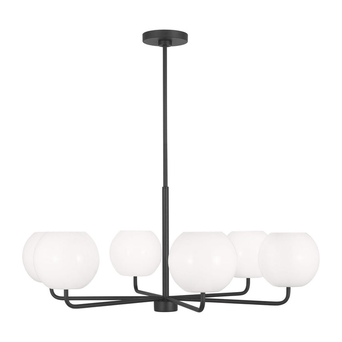 Generation Lighting GLC1066EN3/MBK Six Light Chandelier, Midnight Black