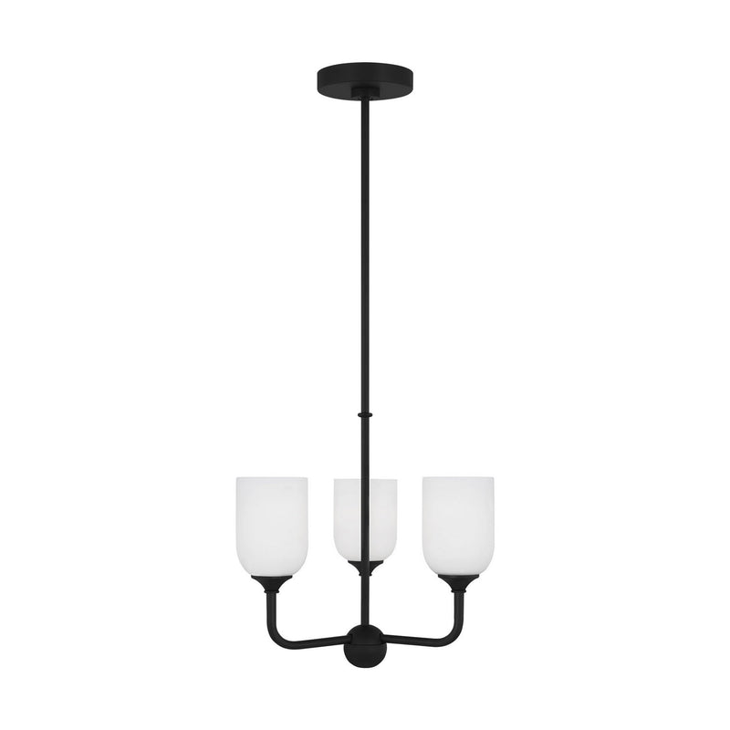 Generation Lighting GLC1073EN3/MBK Three Light Chandelier, Midnight Black