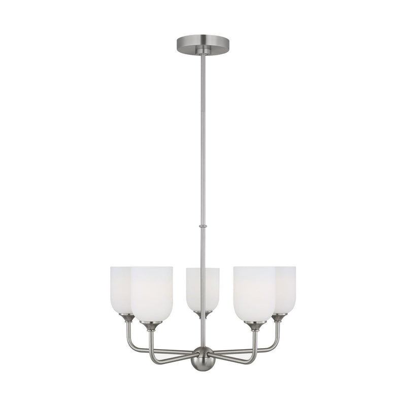 Generation Lighting GLC1085EN3/BS Five Light Chandelier, Brushed Steel